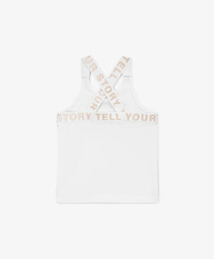 Gulliver White Tank Top with Graphic Text for Girls