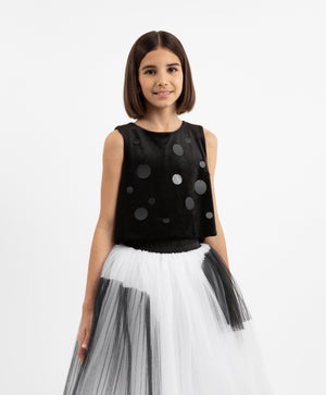 Gulliver Black Velvet Sequin Top for Girls