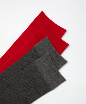Gulliver 2-Pack Knee-High Socks in Red and Gray for Girls