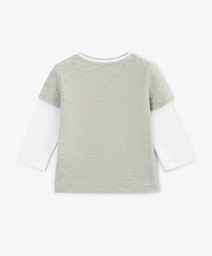 Gulliver Two-tone boys' long sleeve top with a layered-look print