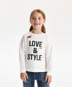 Gulliver Long sleeve t-shirt Milky color for Girls Mini - Irbis