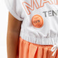 Gulliver Cropped Short-Sleeve White T-Shirt for Girl Mini-Court
