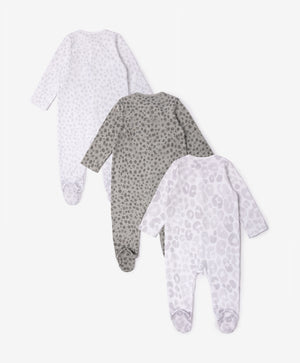 Gulliver Newborn jumpsuit, set 3 of pcs Gray for Unisex- Snow Leopard
