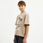 Gulliver Beige Relaxed Fit Short Sleeve T-Shirt for Boy Junior-Decoupage
