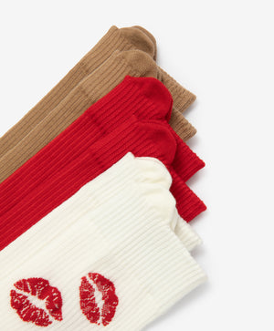 Gulliver Socks, set of 3 pairs Milky color, beige, red for Girls Base - Irbis