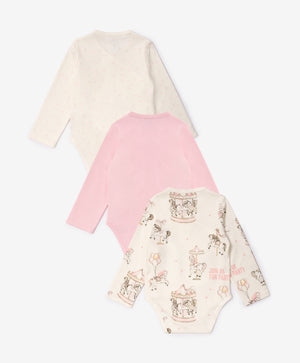 Gulliver Newborn bodysuit, set of 3 pcs Multicolored for Girls-Carousel