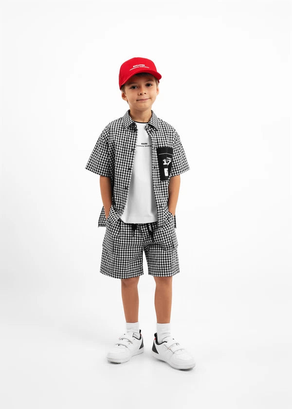 Gulliver Check Textile Shorts with Elastic Waist for Boys Mini-Lighthouse