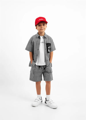 Gulliver Check Textile Shorts with Elastic Waist for Boys Mini-Lighthouse