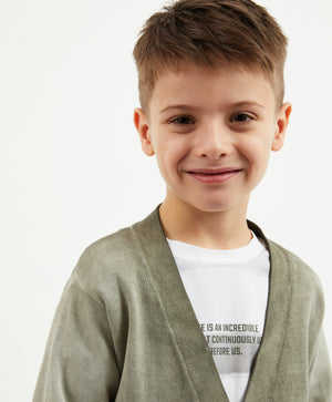Gulliver Khaki Cardigan with Uneven Dye Effect for Boy Mini-Expedition
