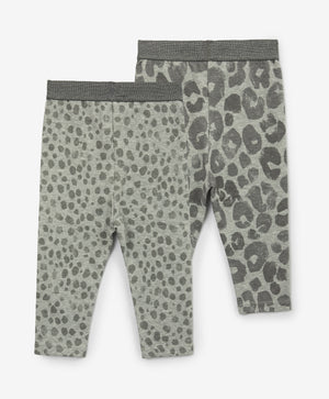Gulliver Baby leggings, set of 2 pairs Gray for Girls-Snow Leopard
