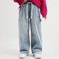 Gulliver Light Blue Wide Leg Denim Pants with Elastic Waist for Girl Mini-Smoothie