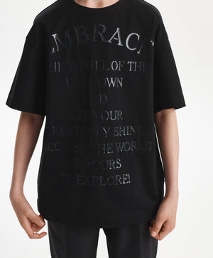 Gulliver Boys Black Mercerized Cotton Short-Sleeve T-Shirt-Rose Quartz