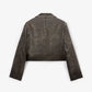 Gulliver Cropped Vintage Gray Eco-Leather Blazer for Girls
