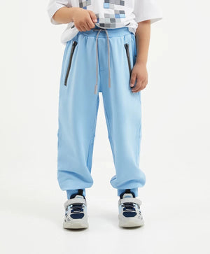 Gulliver Light Blue Knit Jogger Pants for Boy Mini-Pixels