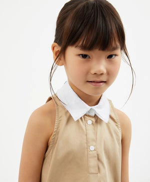Gulliver Beige Cotton A Line Sleeveless Dress for Girl Mini-Ecuador