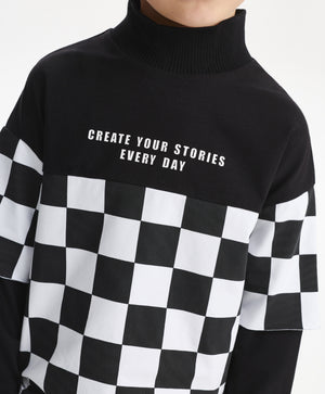 Gulliver Turtleneck Black and white for Boys Mini-Drafting