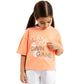 Gulliver Oversized Coral T-Shirt with Embossed Decor for Girl Mini-Court