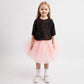 Gulliver Girls Pink Cropped Blouse with Black Mesh and Sequins Mini-Rose Quartz