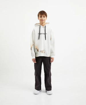 Gulliver Milky White Hoodie with Asymmetric Print for Boy Junior-Decoupage