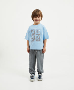 Gulliver Light Blue Short Sleeve T-shirts for Boy Mini -Pixels