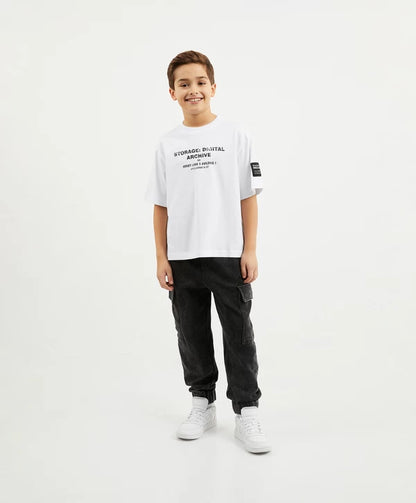 Gulliver White Short Sleeve T-shirts for Boy Junior-Matrix