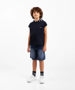 Gulliver Blue Hooded Tank Top for Boy Junior-Transit