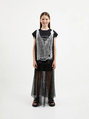 Gulliver Black Knit Tank Top with Destroy Effect for Girl Junior-Ballet