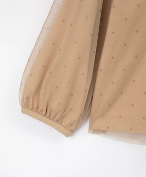 Gulliver Beige Knit and Mesh Long Sleeve for Girls
