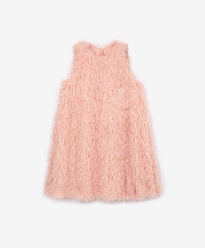 Gulliver Girls Sleeveless Pink Dress with Textured Feather Fabric-Rose Quartz