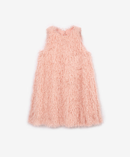 Gulliver Girls Sleeveless Pink Dress with Textured Feather Fabric-Rose Quartz