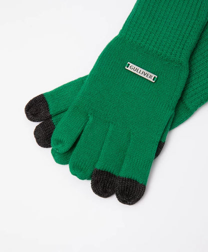 Gulliver Green Knitted Gloves with Touchscreen Tips for Boys