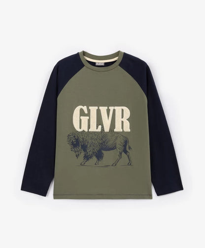 Gulliver Navy blue Bison Print Long Sleeve Jersey for Boys