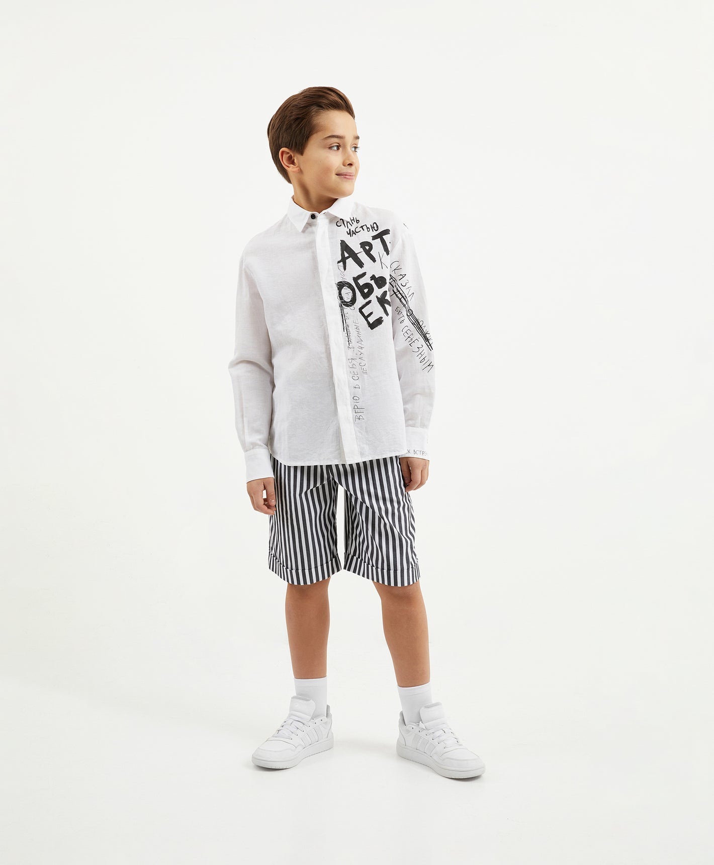 Gulliver White Long Sleeve Shirt for Boy Party-Art Object