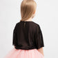 Gulliver Girls Pink Cropped Blouse with Black Mesh and Sequins Mini-Rose Quartz