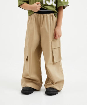 Gulliver Beige Poplin Palazzo Pants with Cargo Pockets for Girl Mini-Ecuador