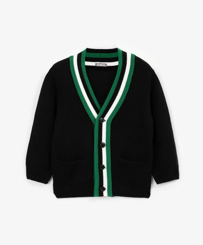 Gulliver Black Oversized Cardigan with Contrast Trim for Boys