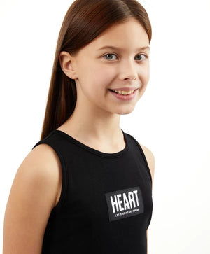 Gulliver Black Cropped Tank Top for Girl Junior-Hot Heart