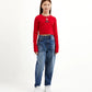 Gulliver Red Cropped Rib Long Sleeve T-shirts for GIrl Junior-Hot Heart