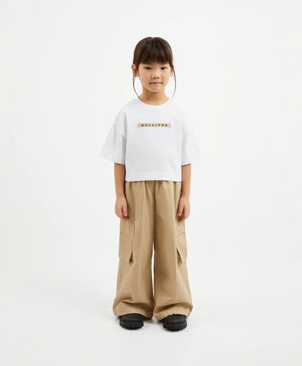 Gulliver Cropped Oversized White Short Sleeve T-Shirt for Girl Mini-Ecuador