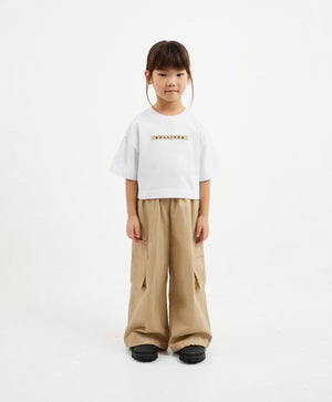 Gulliver Cropped Oversized White Short Sleeve T-Shirt for Girl Mini-Ecuador