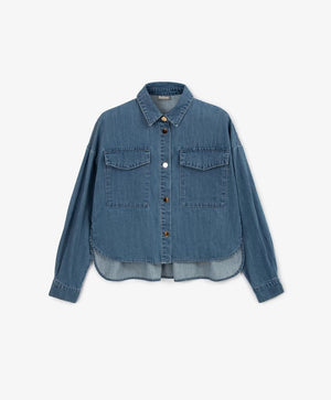 Gulliver Blue Denim Long-Sleeve Blouse for Girls