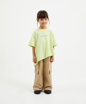Gulliver Oversized Asymmetrical Lime Green Short Sleeve T-Shirt for Girl Mini-Ecuador