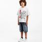Gulliver White Short Sleeve T Shirt with Original Print for Boy Junior-Transit