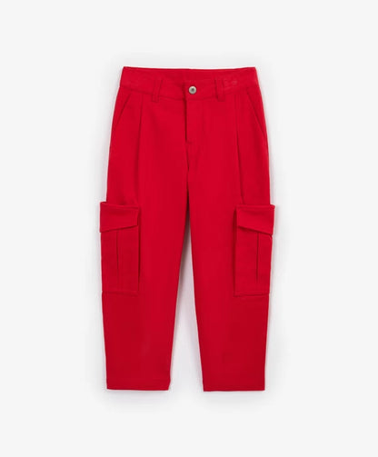 Gulliver Red Straight Cargo Pants for Girls