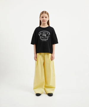 Gulliver Black Oversized Mercerized Interlock T-shirt for Girl Junior-Arboretum