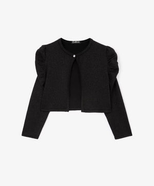 Gulliver Black Cropped Cardigan with Lurex for Girls
