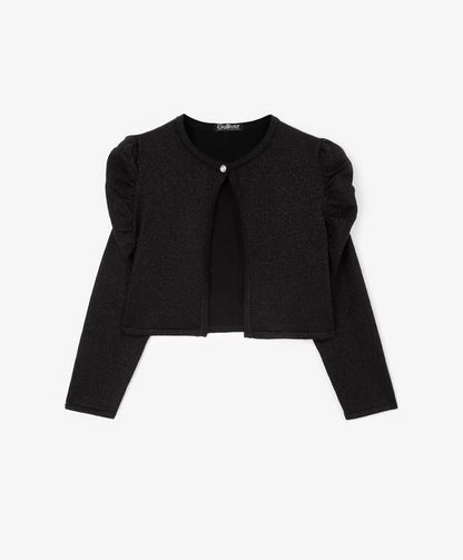 Gulliver Black Cropped Cardigan with Lurex for Girls