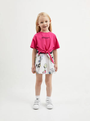 Gulliver Cropped Short-Sleeve T-Shirt with Front Knot for Girl Mini-Smoothie