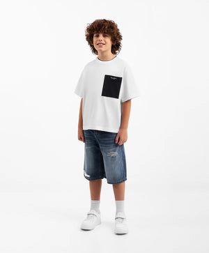 Gulliver White Short Sleeve T-Shirt with Contrast Trim for Boy Junior-Transit