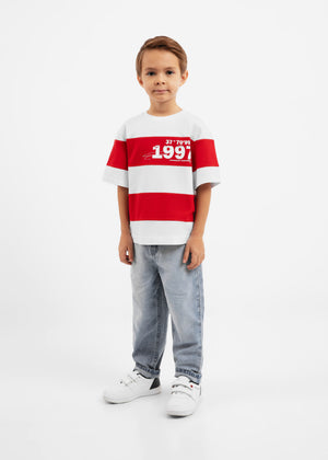 Gulliver White,Red Short Sleeve T-shirt for Boy Mini-Lighthouse
